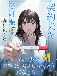 契約夫を偽妊娠で騙したら、逃亡先で本当に妊娠させられそうになった件
